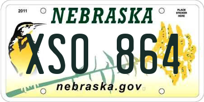 NE license plate XSO864
