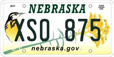 NE license plate XSO875
