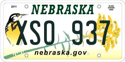 NE license plate XSO937