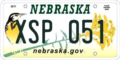 NE license plate XSP051