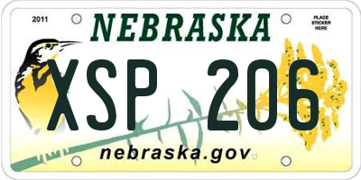 NE license plate XSP206