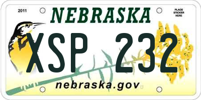 NE license plate XSP232