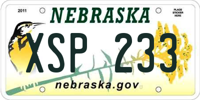 NE license plate XSP233