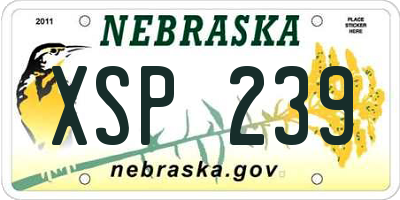 NE license plate XSP239