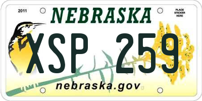 NE license plate XSP259