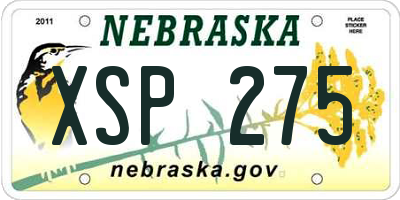 NE license plate XSP275