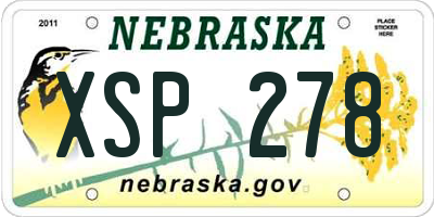 NE license plate XSP278