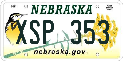 NE license plate XSP353