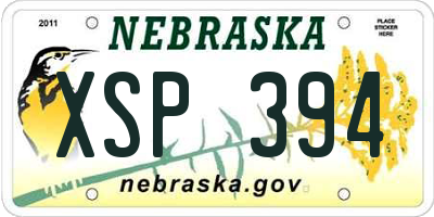 NE license plate XSP394