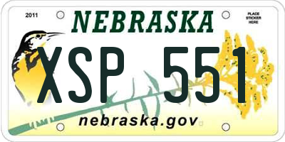 NE license plate XSP551