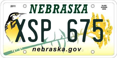 NE license plate XSP675