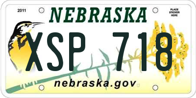 NE license plate XSP718