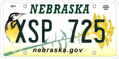 NE license plate XSP725