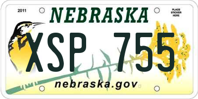 NE license plate XSP755