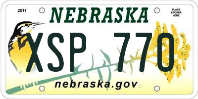 NE license plate XSP770