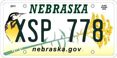 NE license plate XSP778
