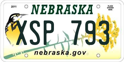 NE license plate XSP793