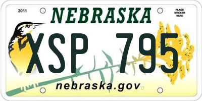 NE license plate XSP795