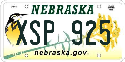 NE license plate XSP925