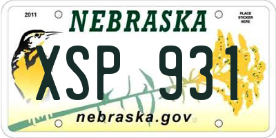 NE license plate XSP931