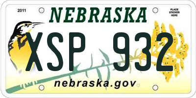NE license plate XSP932