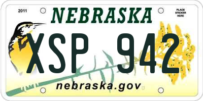 NE license plate XSP942