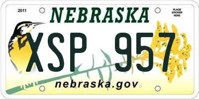 NE license plate XSP957