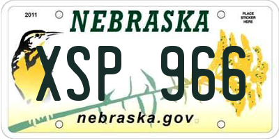 NE license plate XSP966