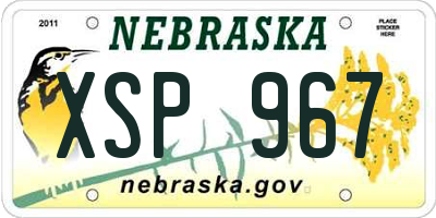 NE license plate XSP967