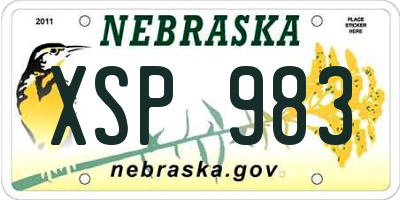 NE license plate XSP983