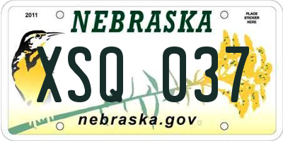NE license plate XSQ037