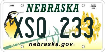 NE license plate XSQ233
