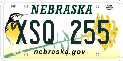 NE license plate XSQ255