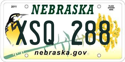 NE license plate XSQ288