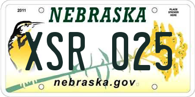 NE license plate XSR025