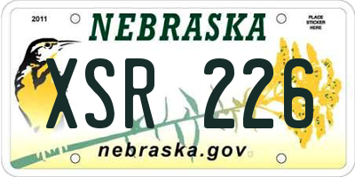 NE license plate XSR226
