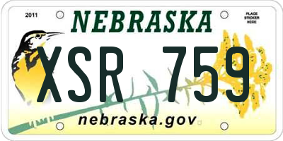 NE license plate XSR759