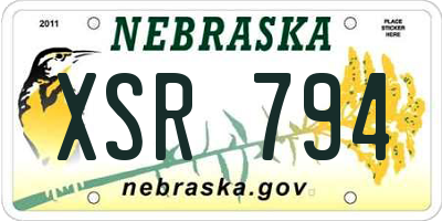 NE license plate XSR794