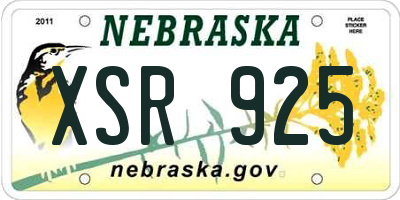 NE license plate XSR925