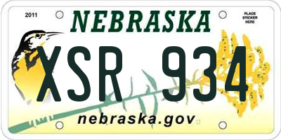 NE license plate XSR934