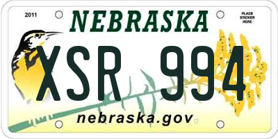 NE license plate XSR994