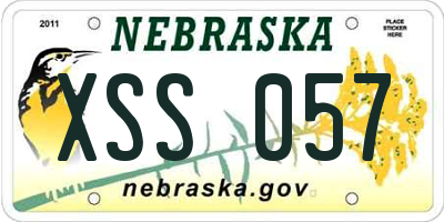 NE license plate XSS057