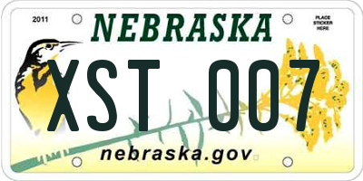 NE license plate XST007