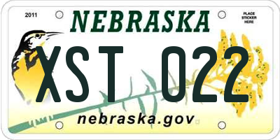 NE license plate XST022