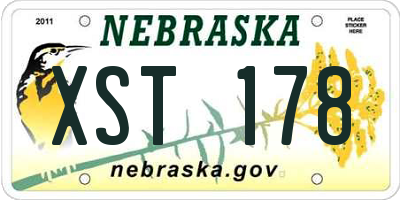 NE license plate XST178