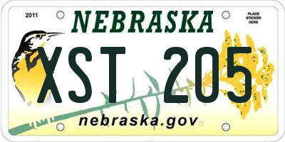 NE license plate XST205