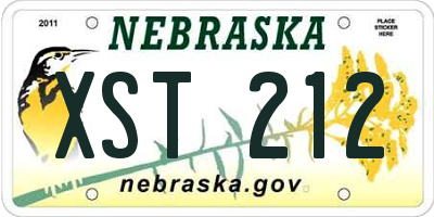 NE license plate XST212