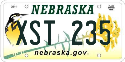 NE license plate XST235