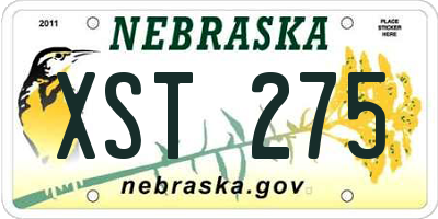 NE license plate XST275
