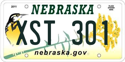 NE license plate XST301